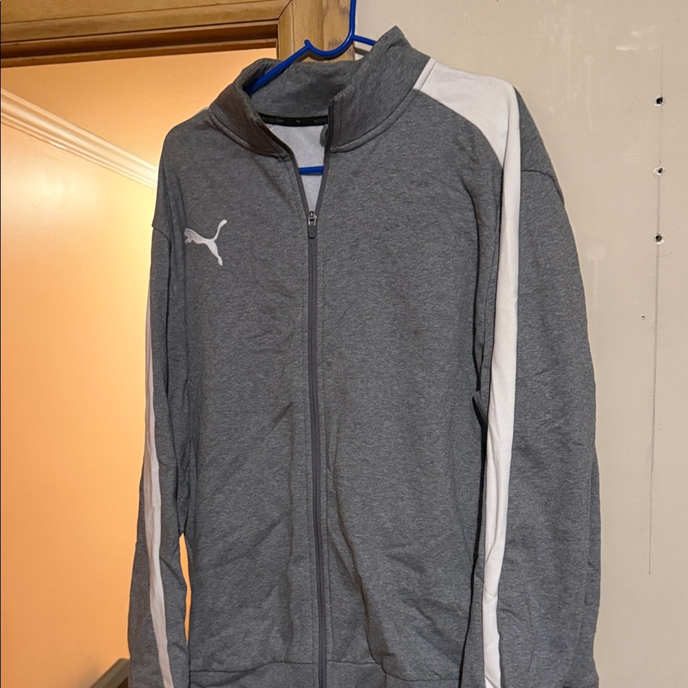 Puma Charcoal and White Zip-Up Jacket